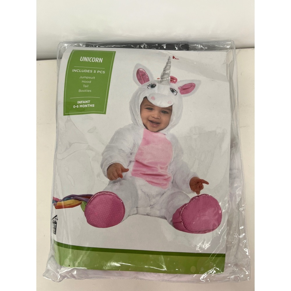 Unicorn Costume‎ Jumpsuit Hood Tail Booties Infant Halloween Cosplay 0-6 Months